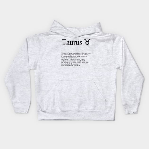 Taurus Zodiac Sign Kids Hoodie by Demonic cute cat